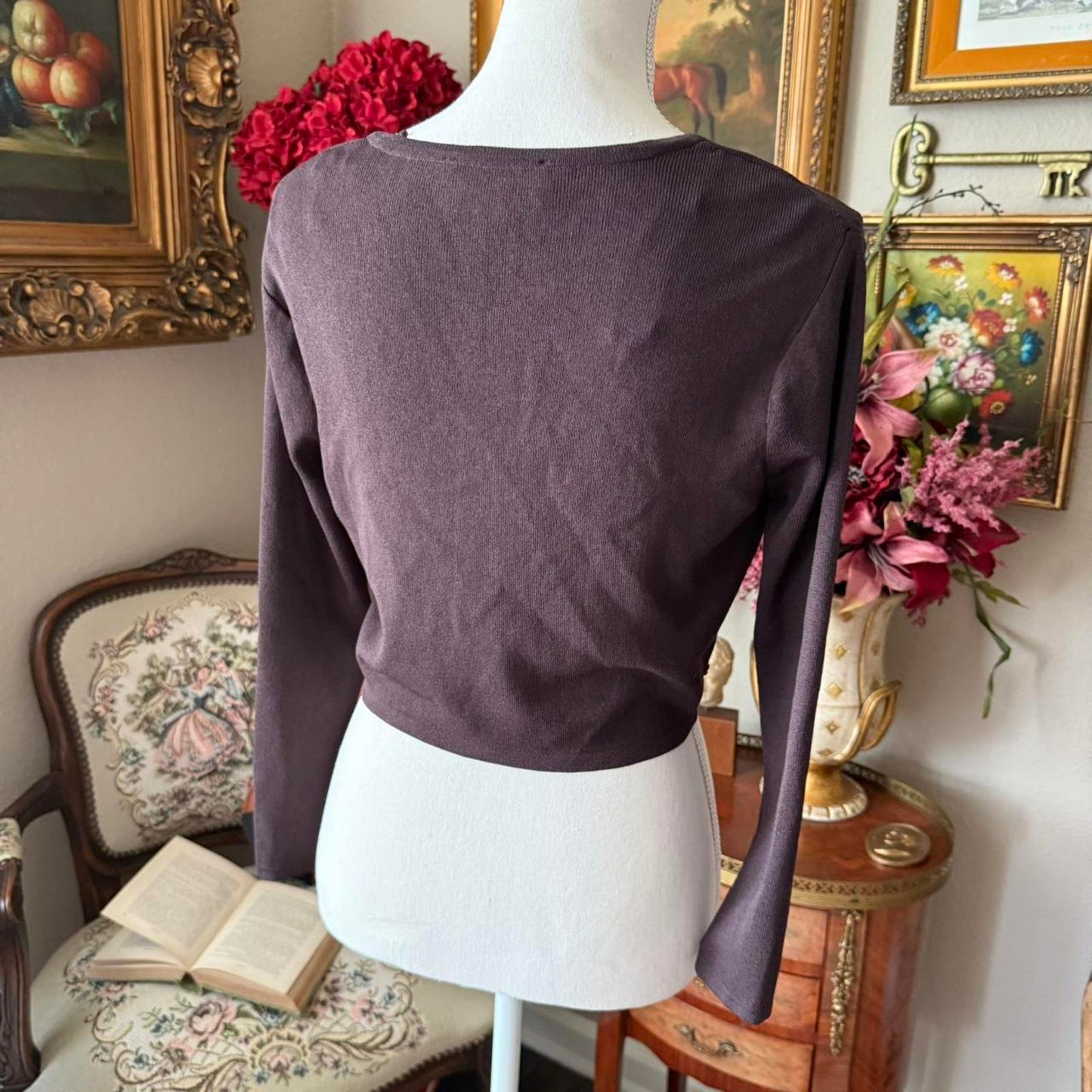 Women's Brown and Purple Cardigan