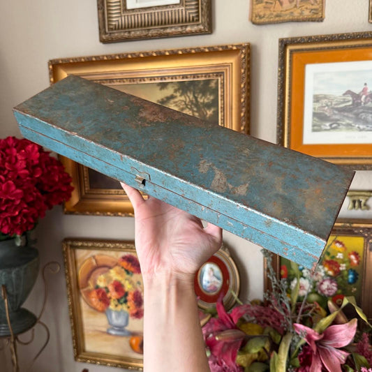 Vintage Rectangle Metal Tool Box