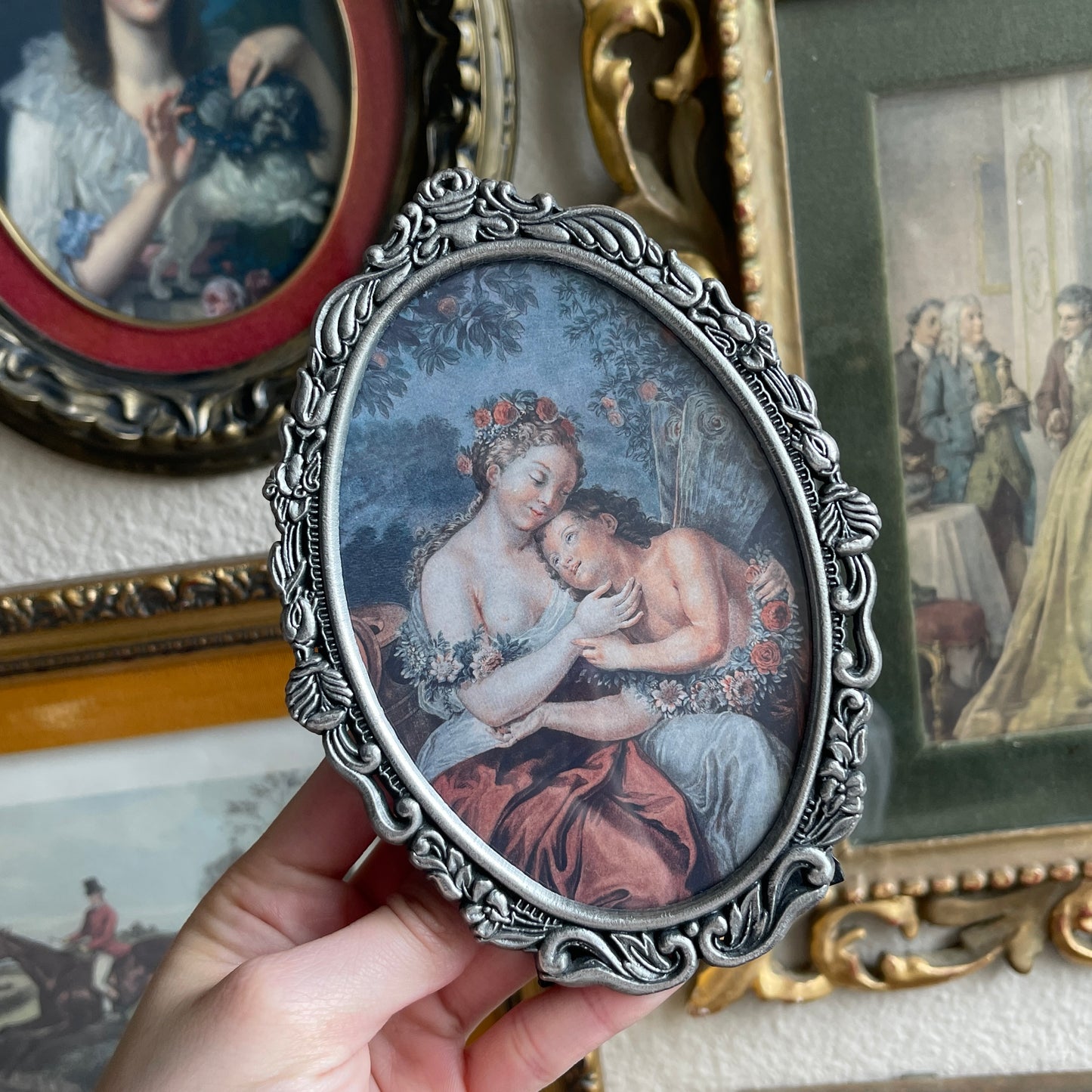 Vintage metal silver tone frame with fairy Art Print