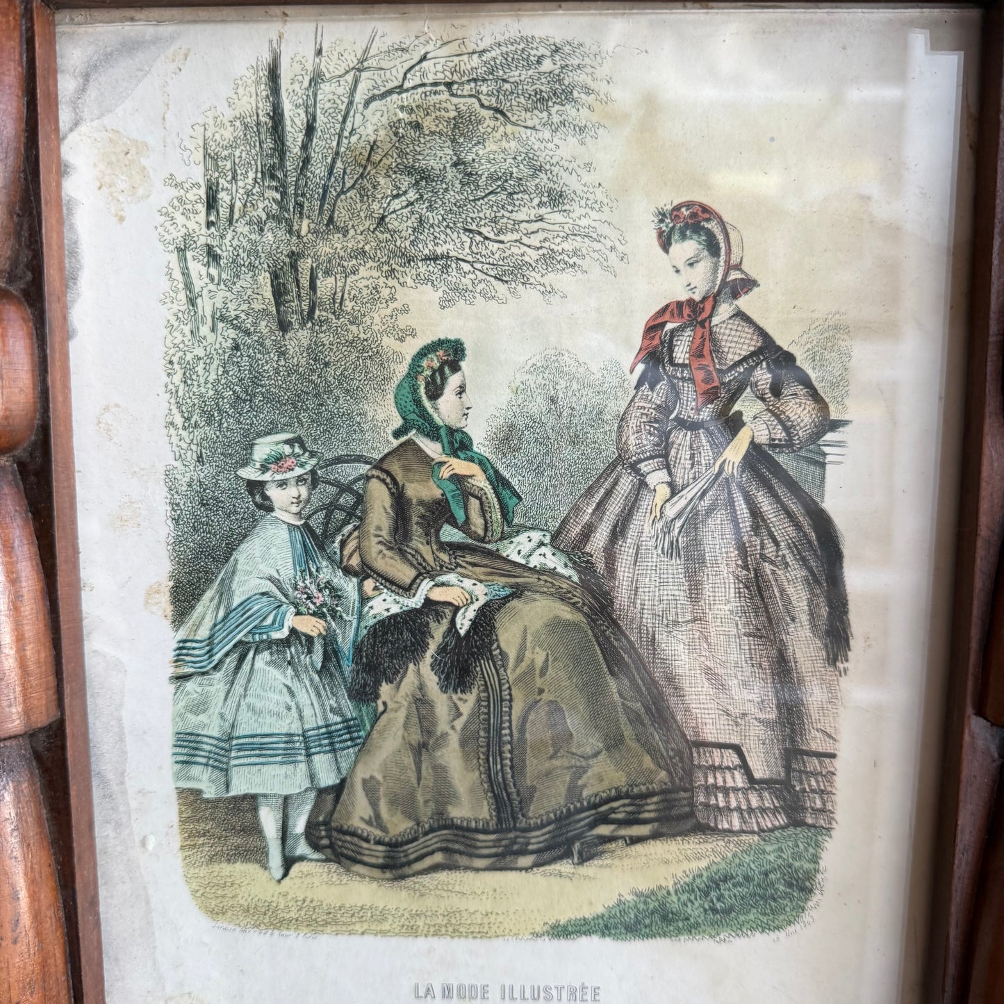 Vintage currier and Ives Ladies Print Mirror Framed