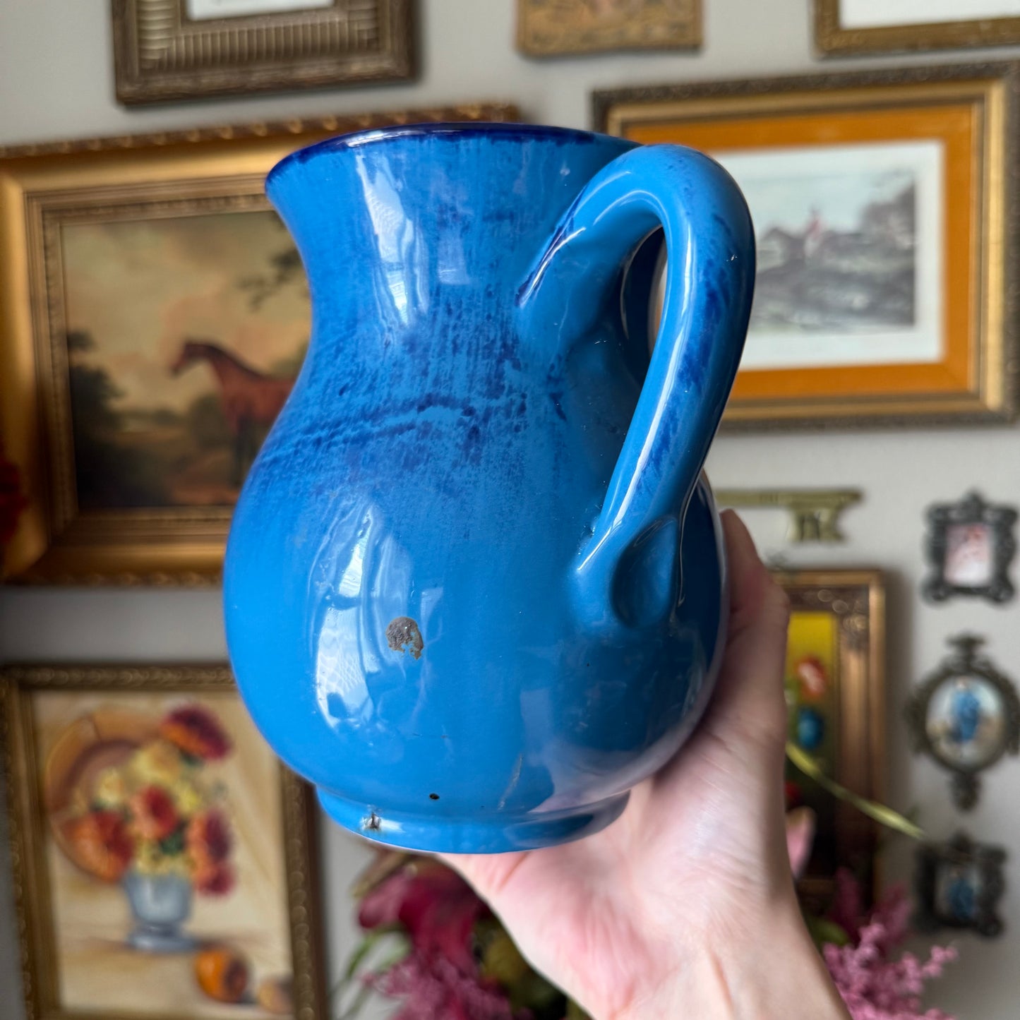 Italy Blue Glazed Pitcher