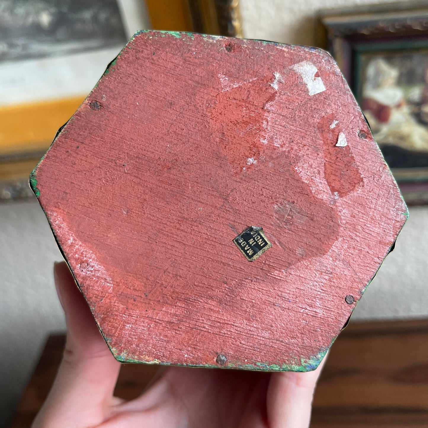 Vintage wooden box with brass metal details