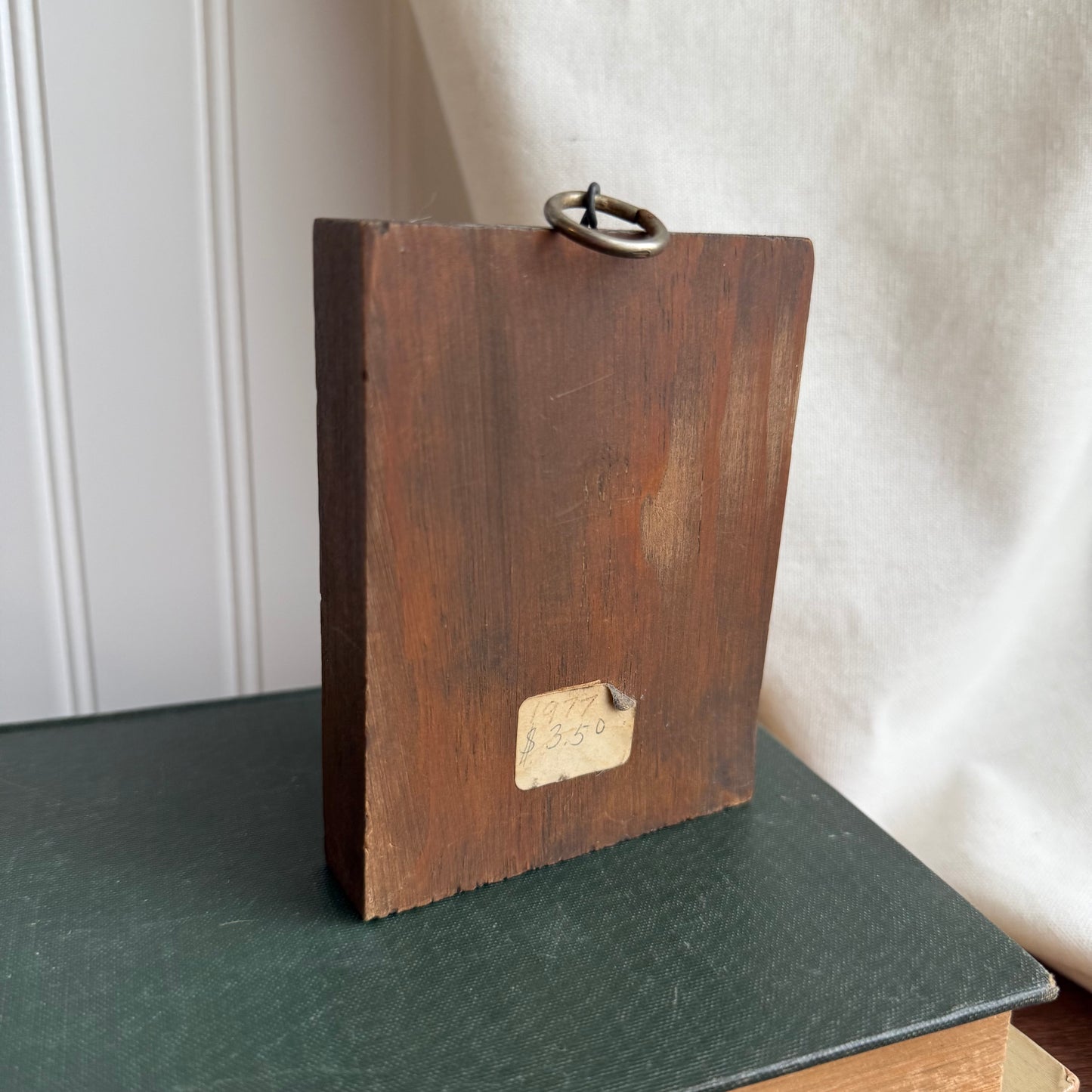 Vintage Hand painted girl on wooden piece