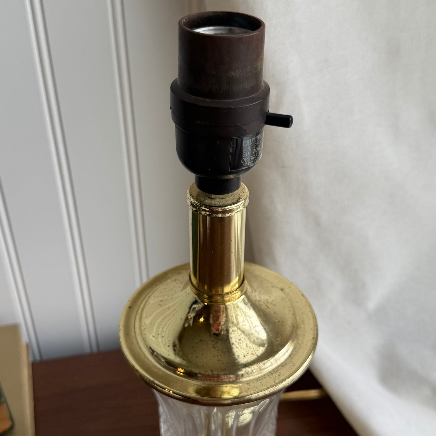 Small Brass and Glass Lamp with Shade