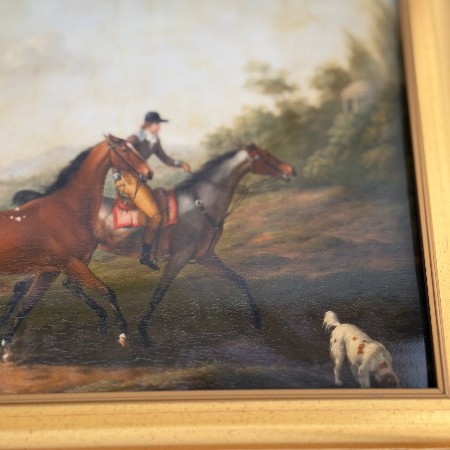 Vintage Inspired Horses and Man Art Print Framed