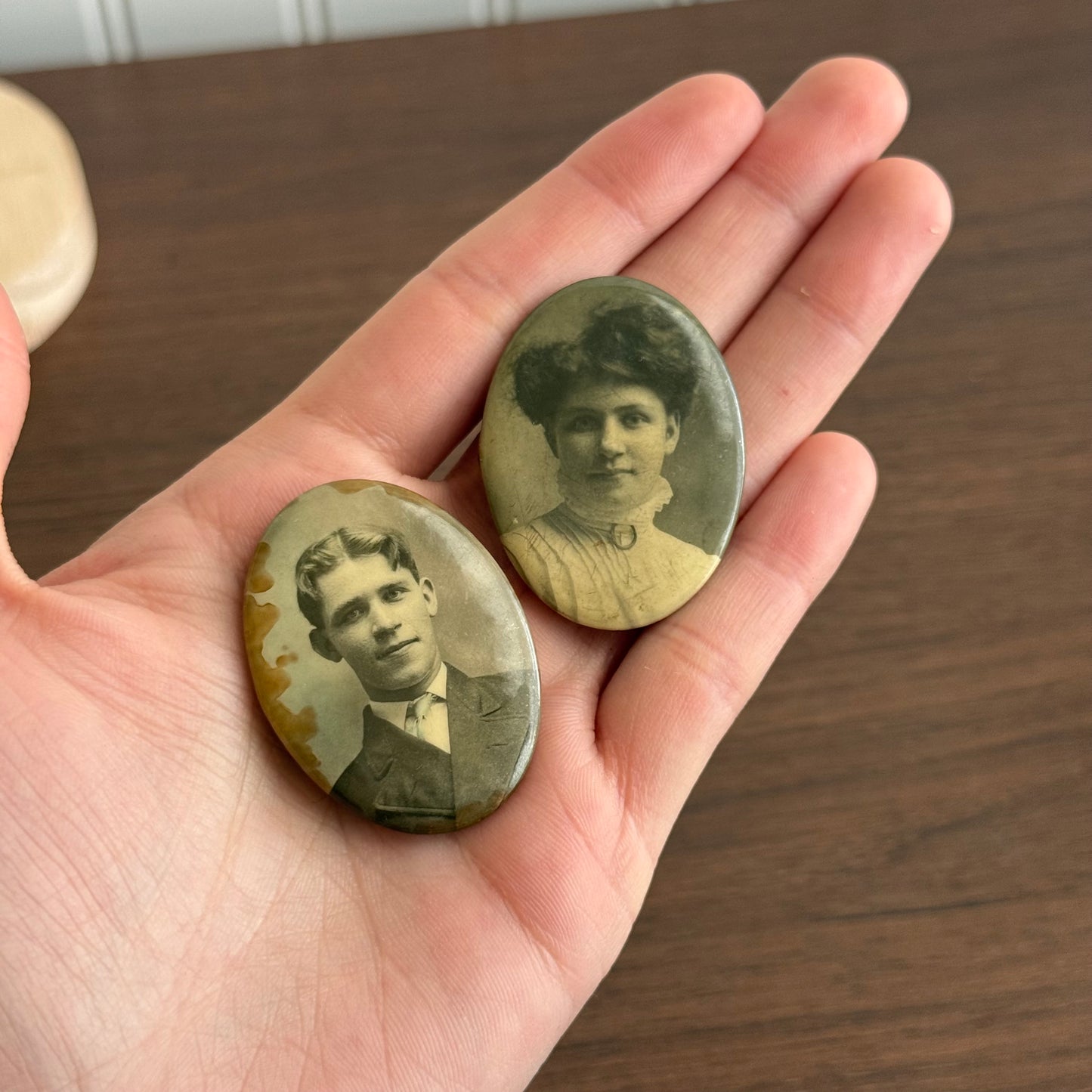 Vintage Antique Portrait Oval Pins Set