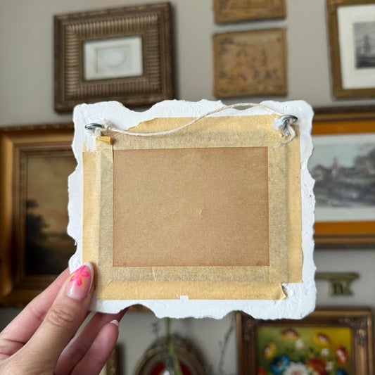 Vintage Plaster Frame with Original Floral Artwork