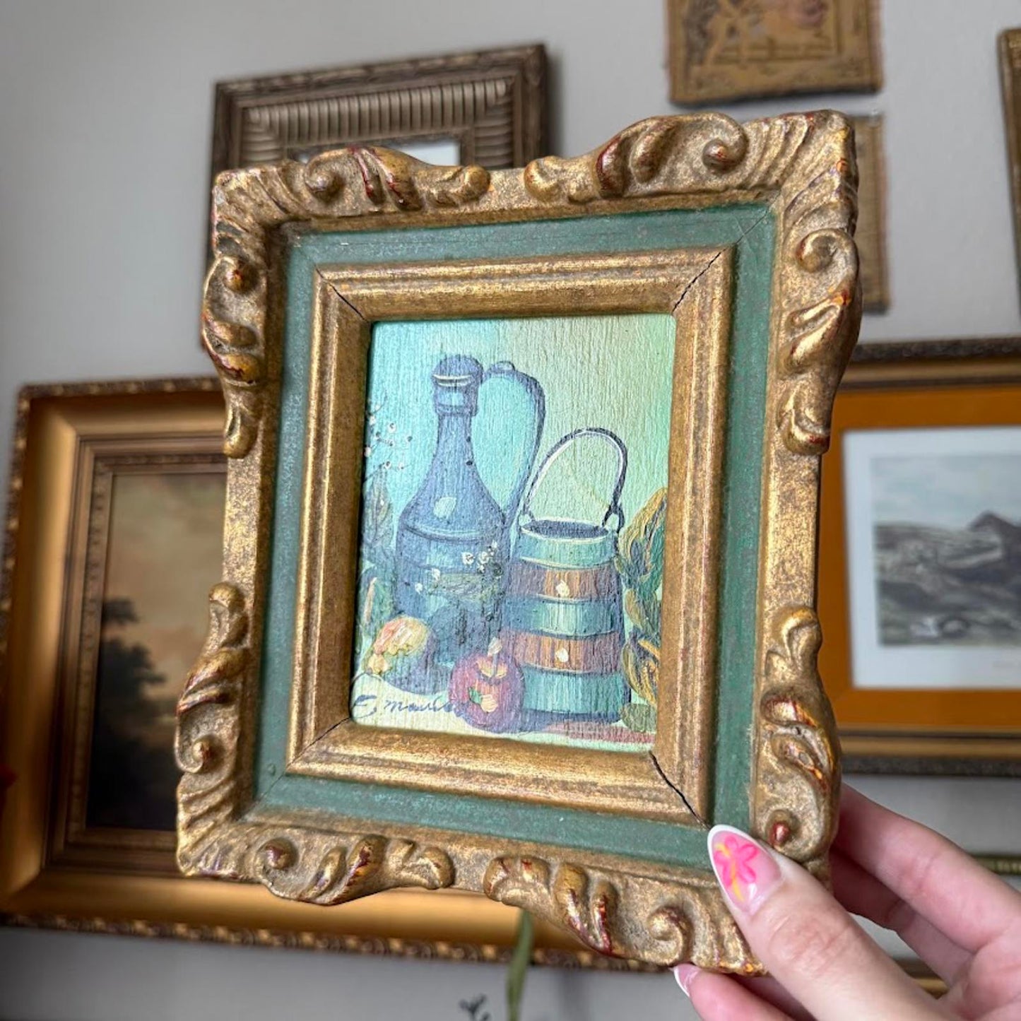 Vintage Gold Ornate Frame with Still Life Painting