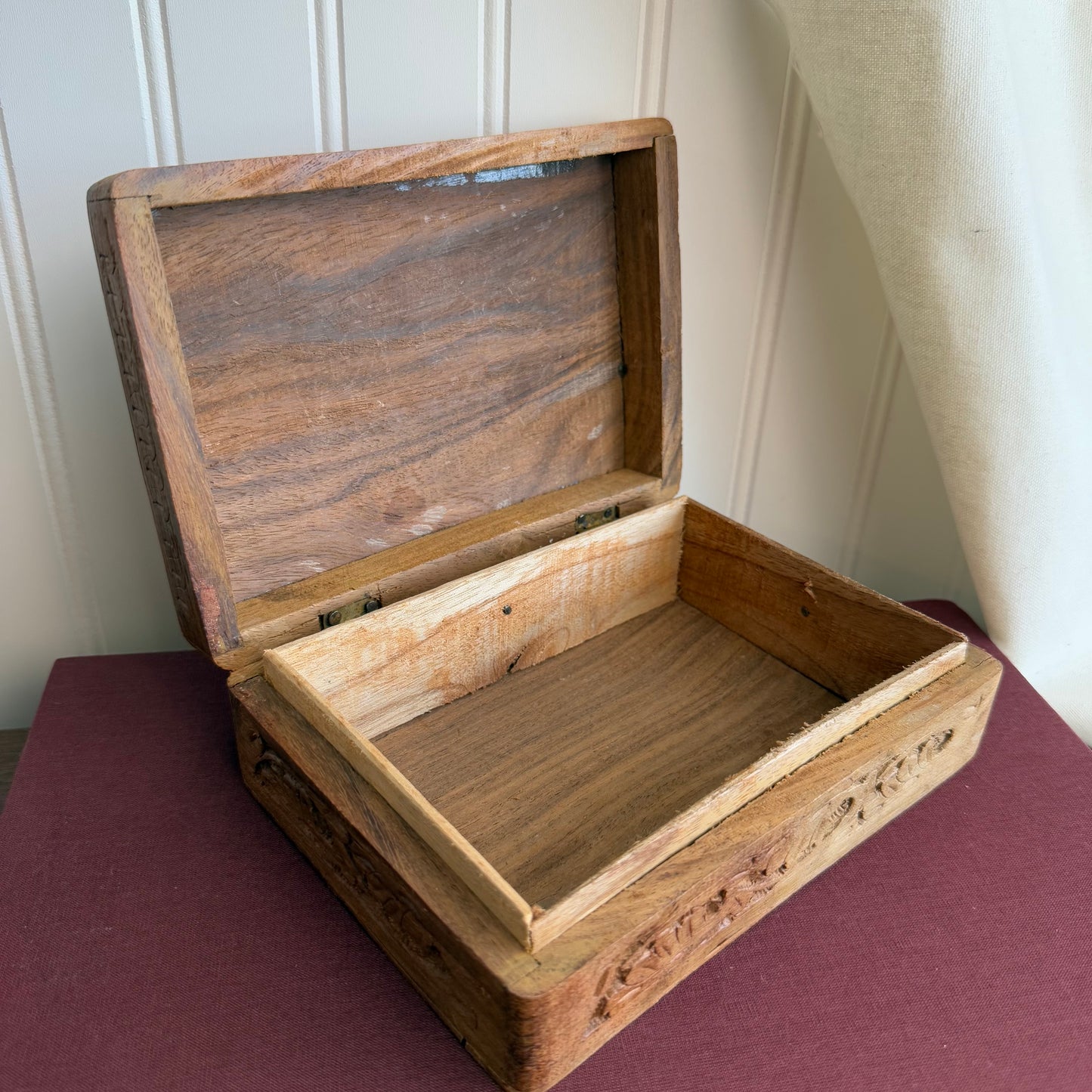 Vintage Hardwood Box With Inlaid