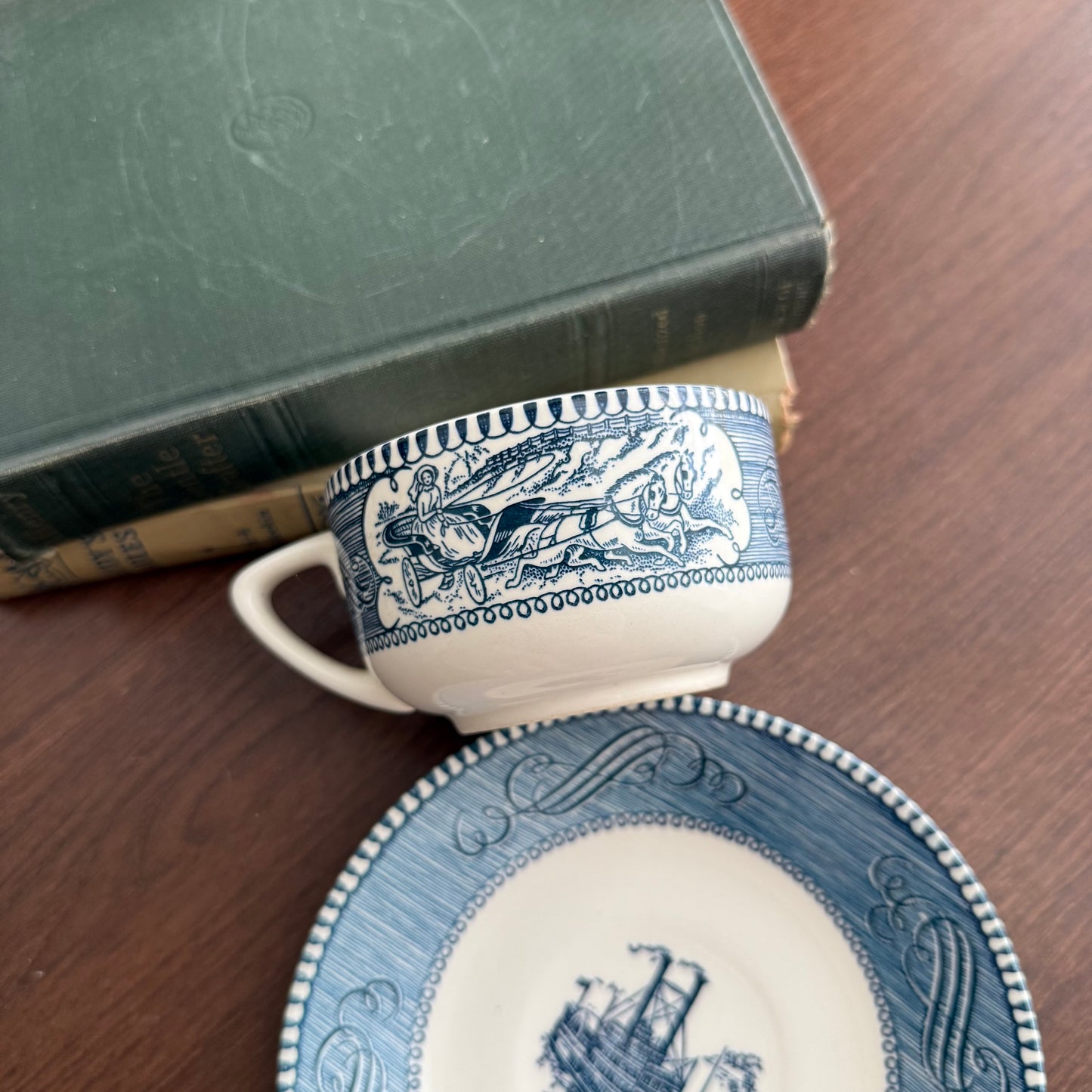 Vintage Currier and Ives Tea Cup & Saucer