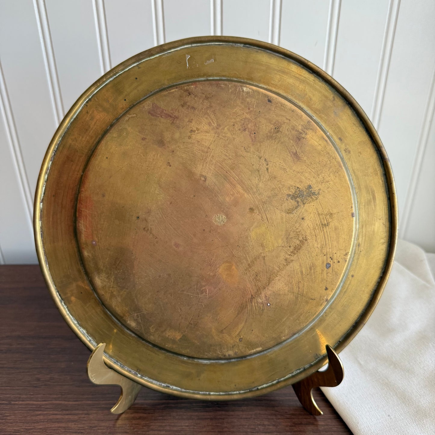 Vintage etched Solid Brass made in India plate