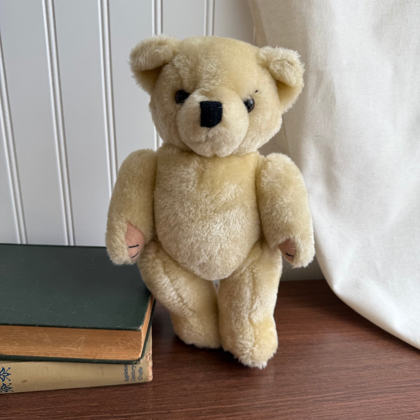Vintage Jointed Posable Beige Plush Teddy Bear