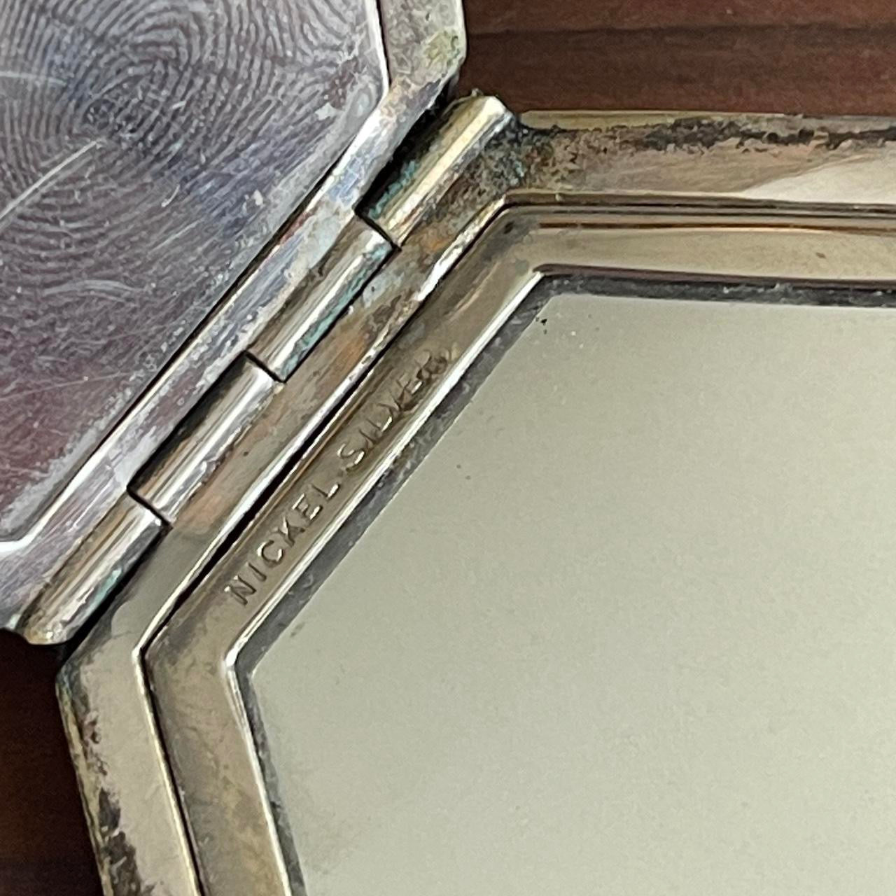 Antique Victorian Nickle Silver Powder Coffin Style Compact