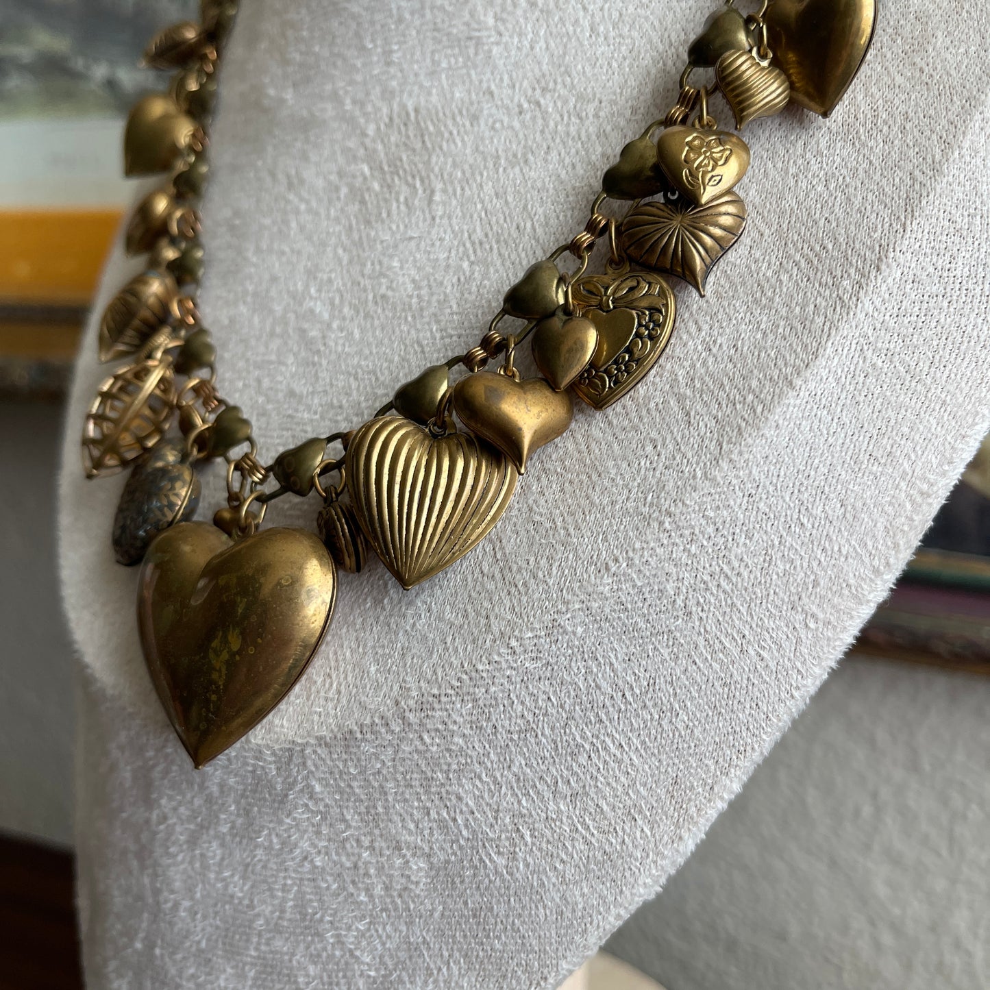 Vintage heart charms full necklace