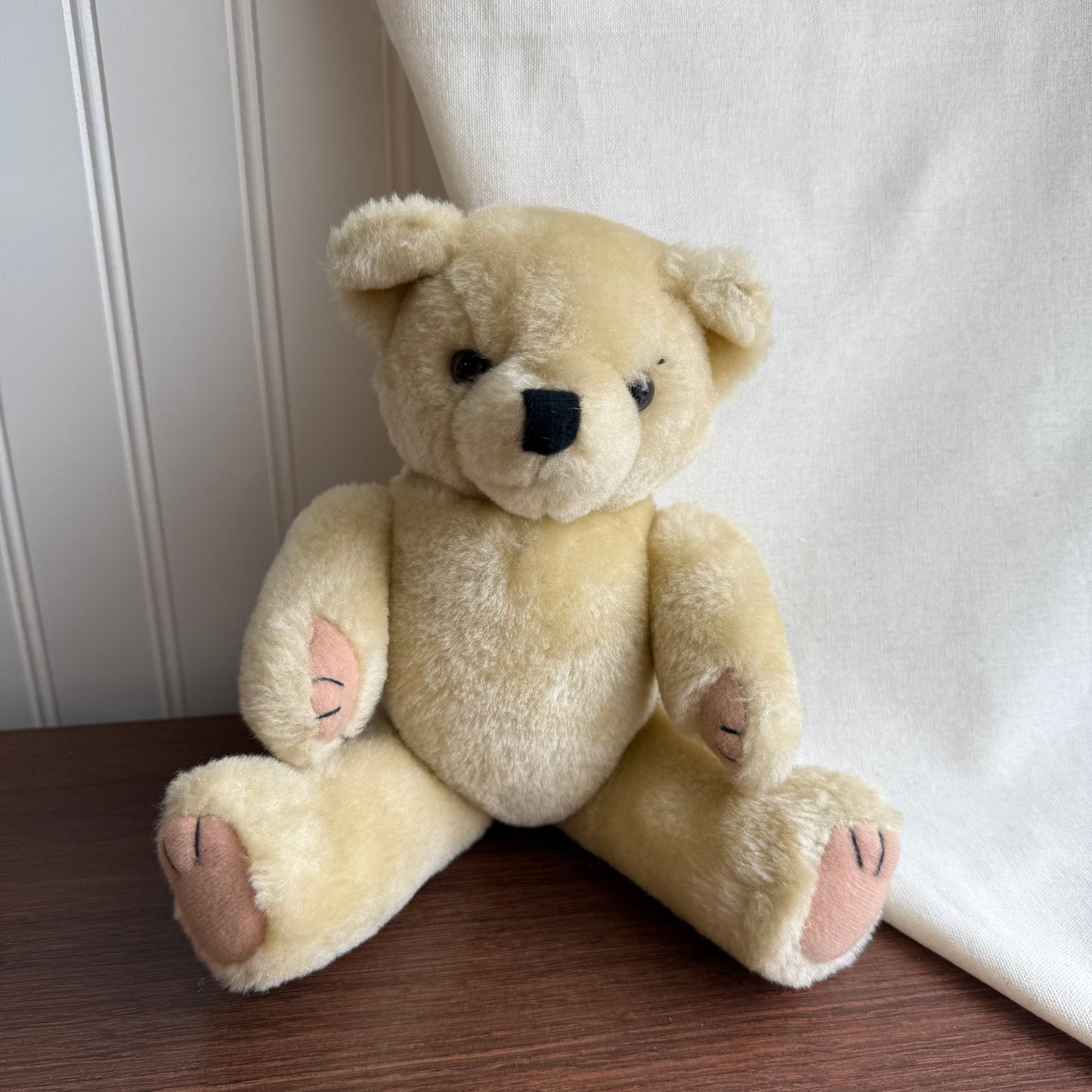 Vintage Jointed Posable Beige Plush Teddy Bear