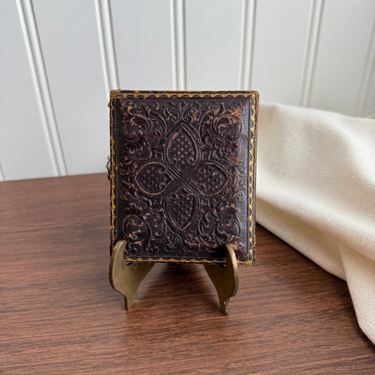 Vintage victorian leather embossed ambrotype Woman photograph