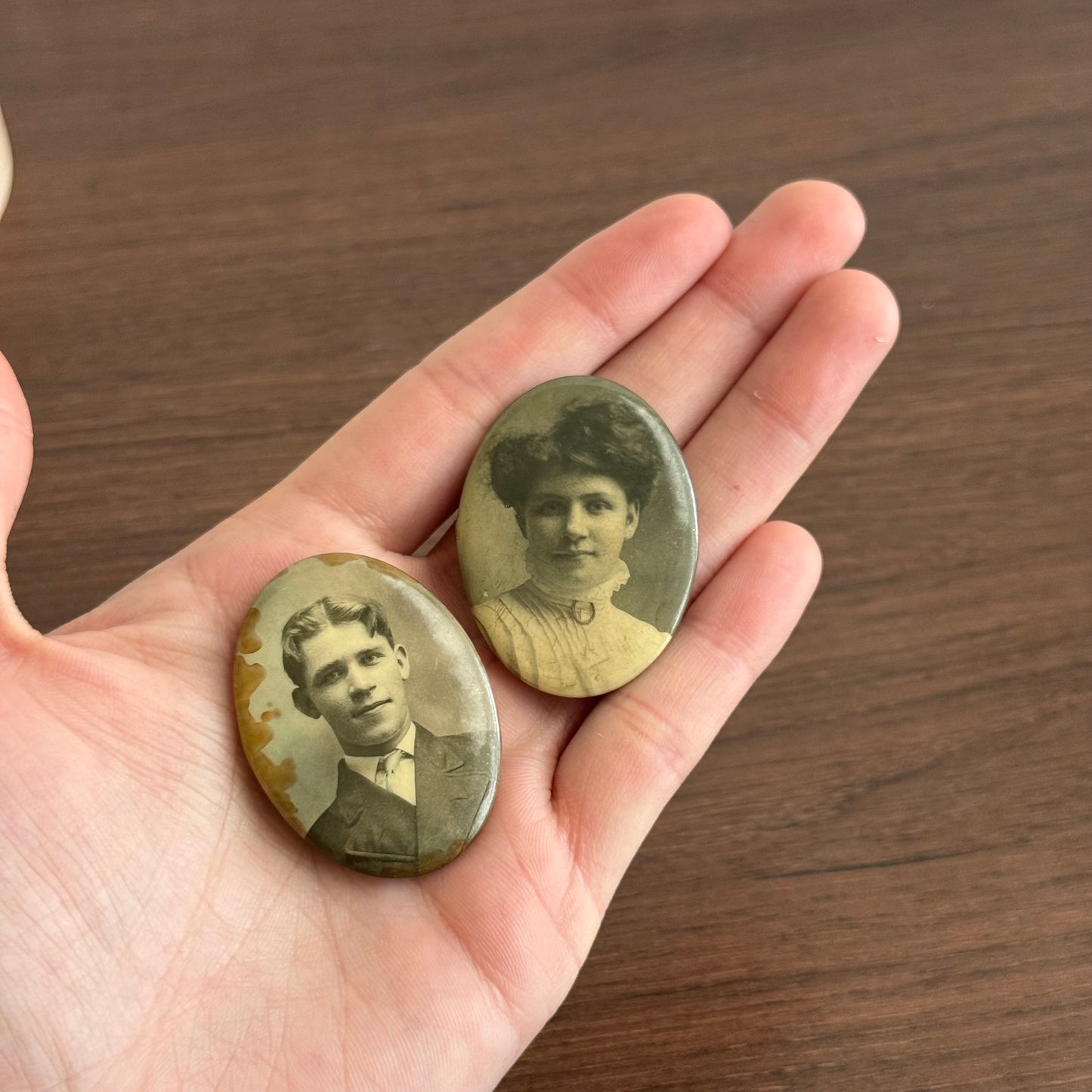Vintage Antique Portrait Oval Pins Set