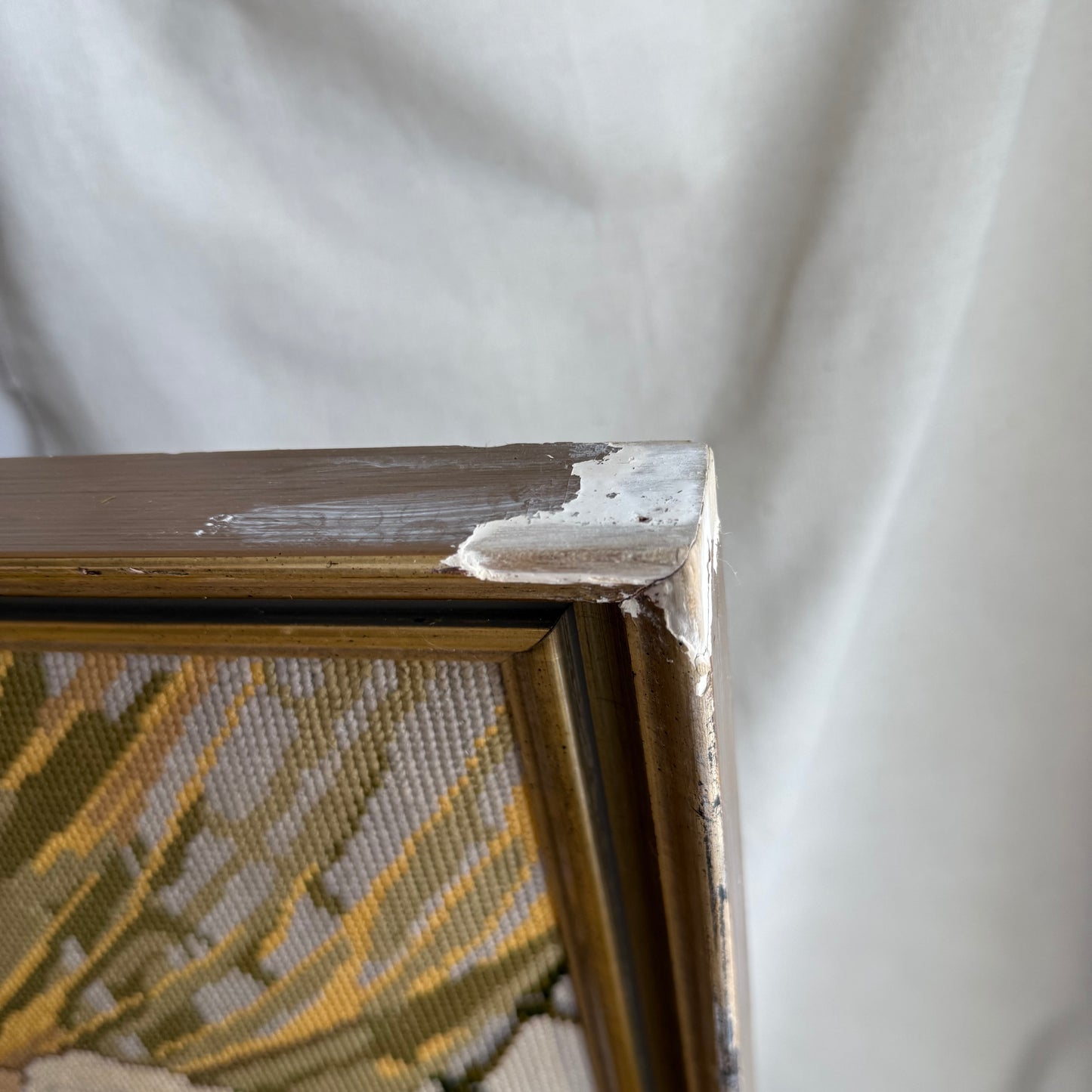 Vintage needlepoint Lady Framed