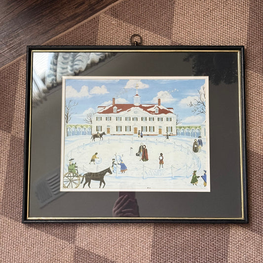 Vintage George Washington's Mount Vernon scenery Print Framed