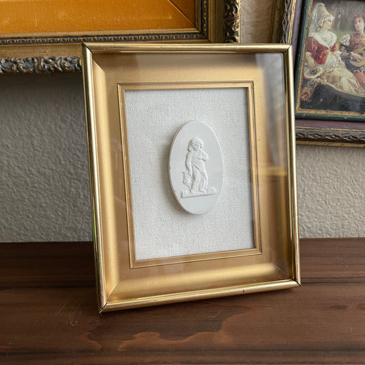 Vintage Shadow gold framed plaster Intaglio