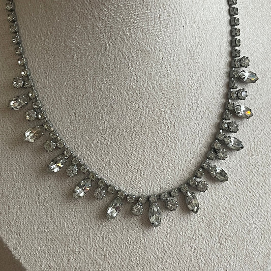 Vintage KRAMER Of New York Marquis and Round Rhinestones Choker Necklace