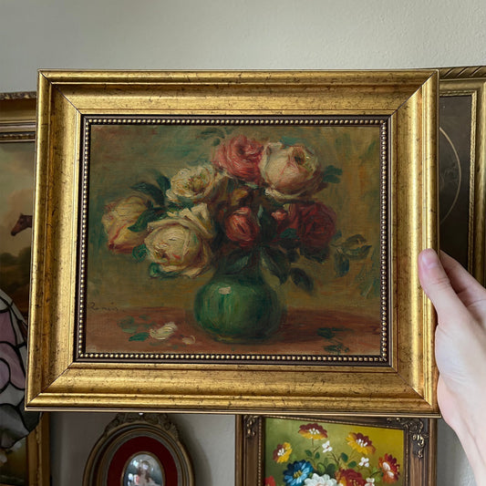 Vintage style inspired Moody Colorful Floral Still life art print framed Gallery Wall