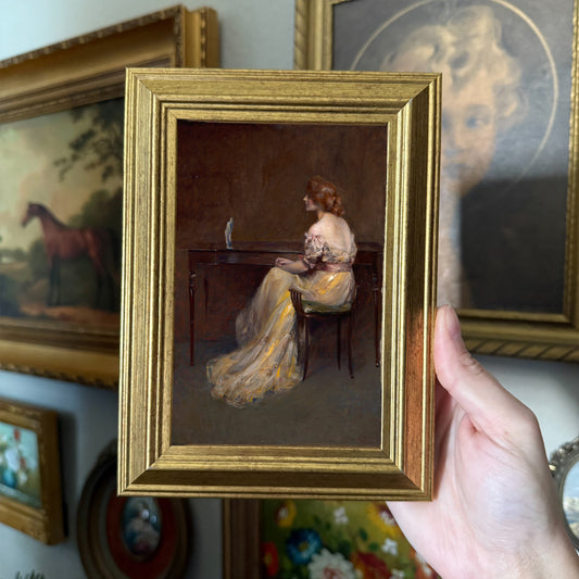 Vintage Inspired Woman Sitting down Still Life painting art Print Gallery wall