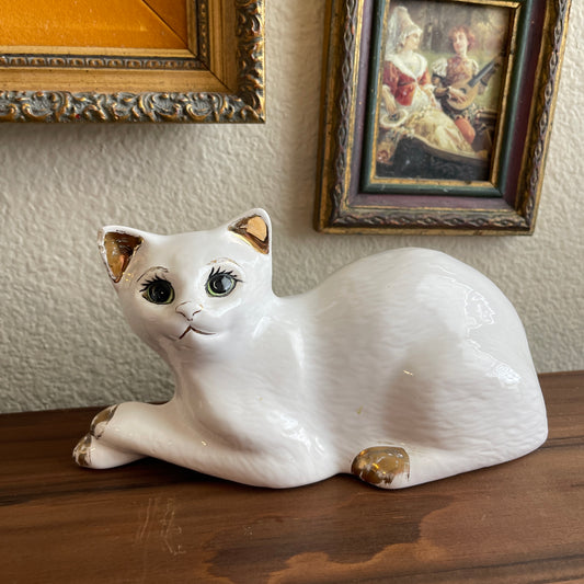Vintage white ceramic cat porcelain figurine