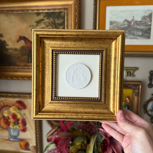 Vintage Style Plaster Intaglio Framed