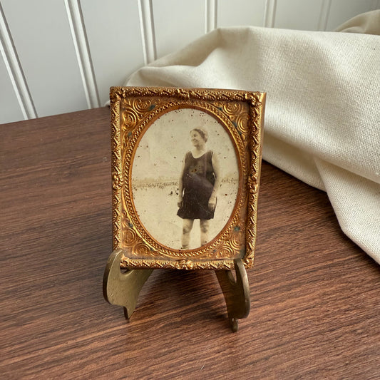 Vintage victorian leather embossed ambrotype Woman photograph