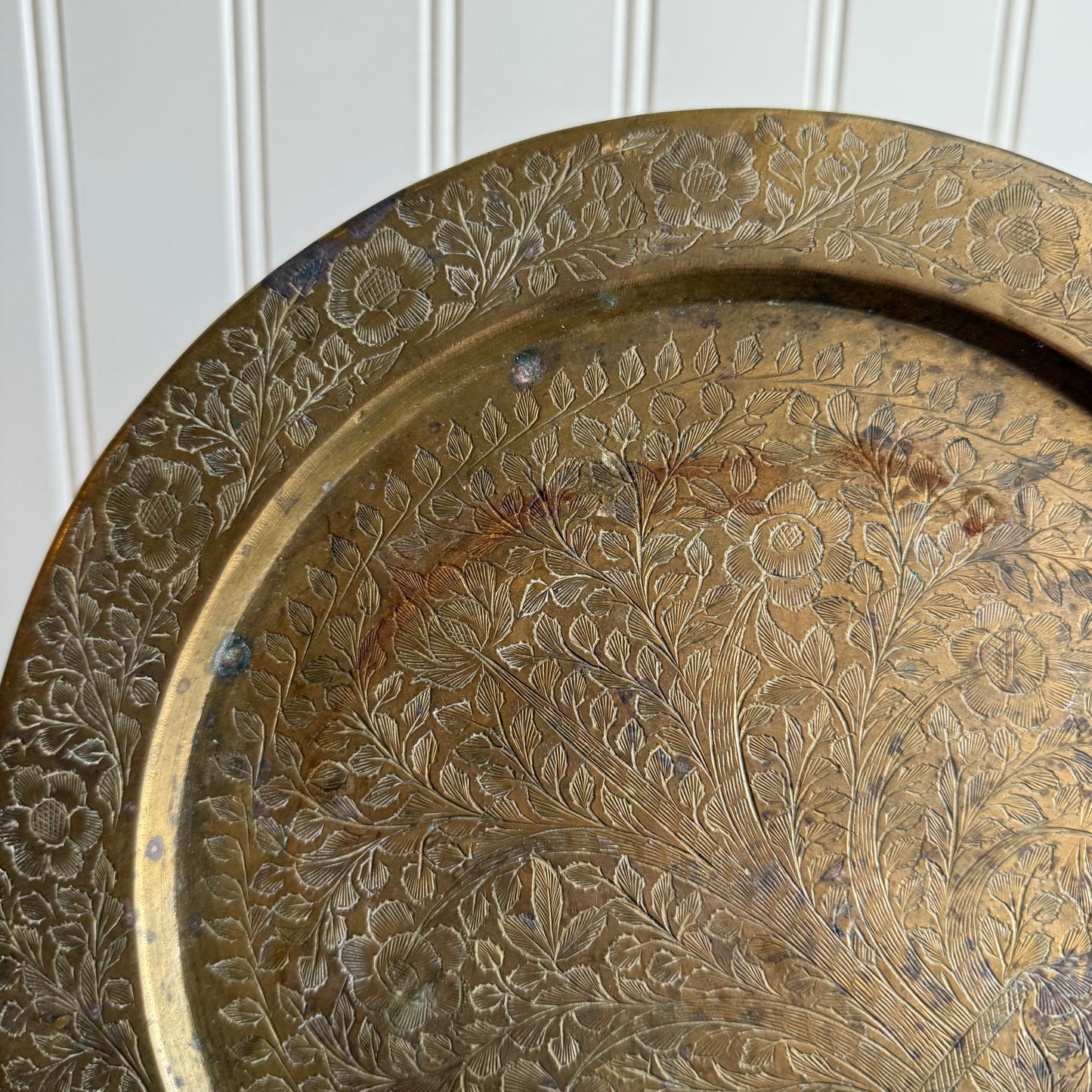 Vintage etched Solid Brass made in India plate