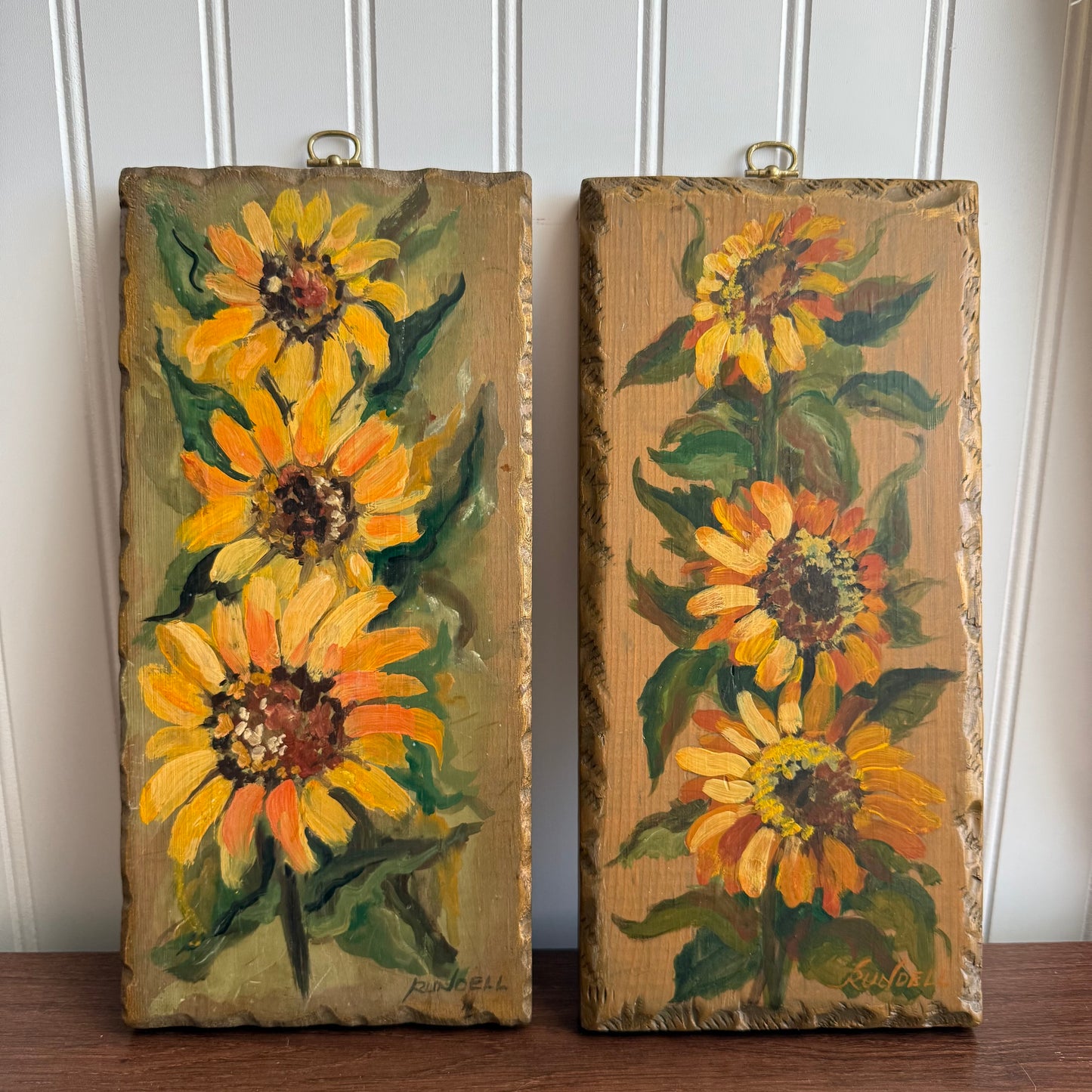 Handpainted Sunflower Wall Plaques Set