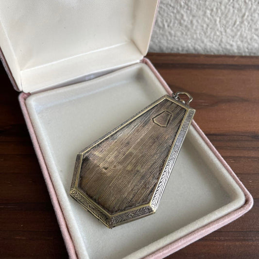 Antique Victorian Nickle Silver Powder Coffin Style Compact