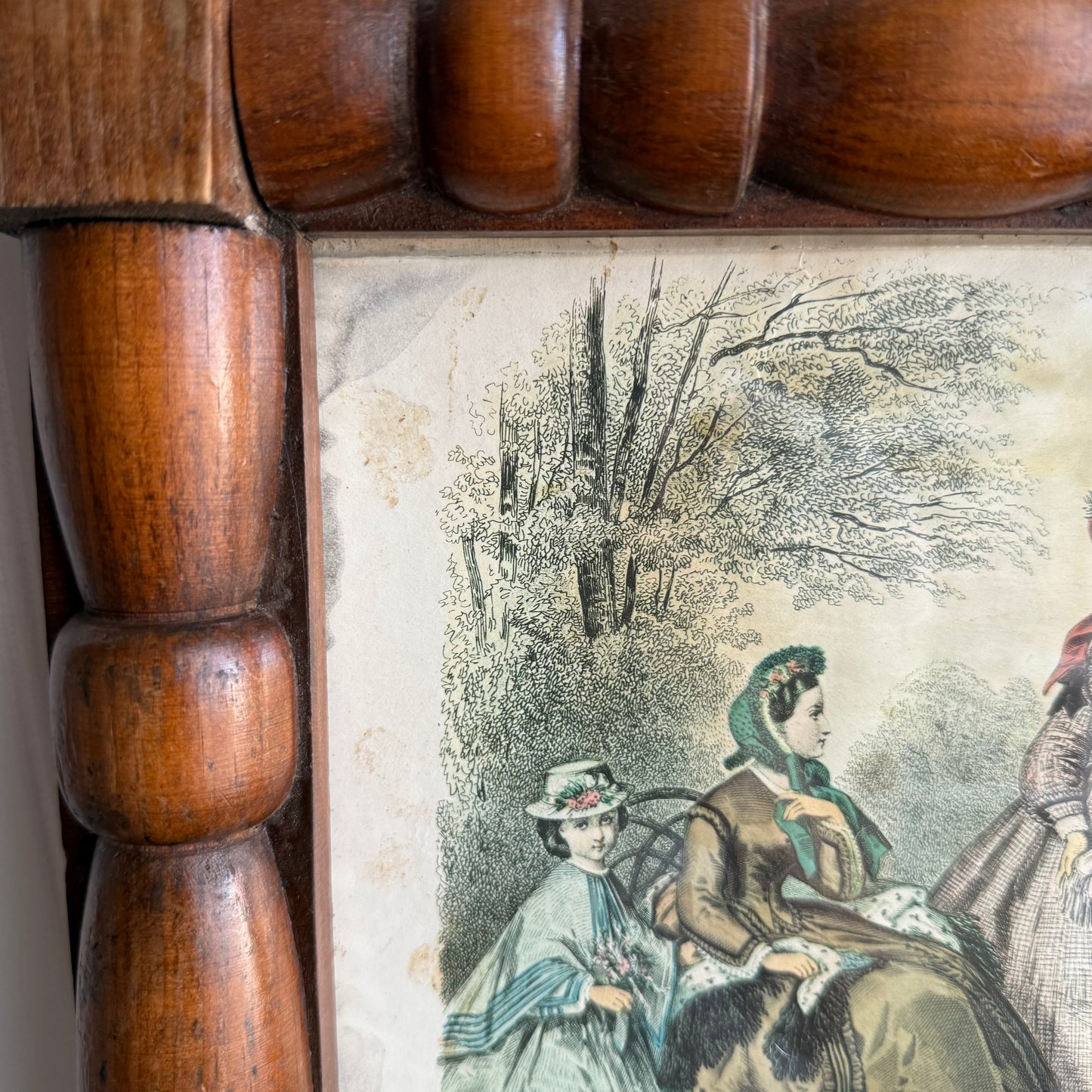 Vintage currier and Ives Ladies Print Mirror Framed