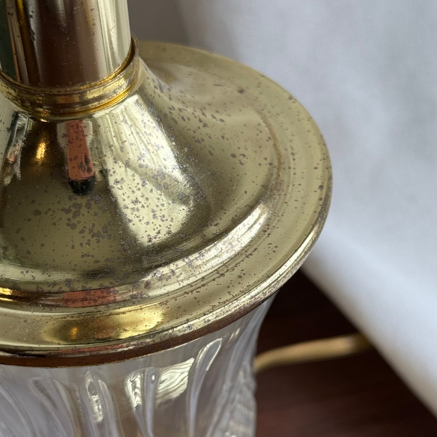 Small Brass and Glass Lamp with Shade