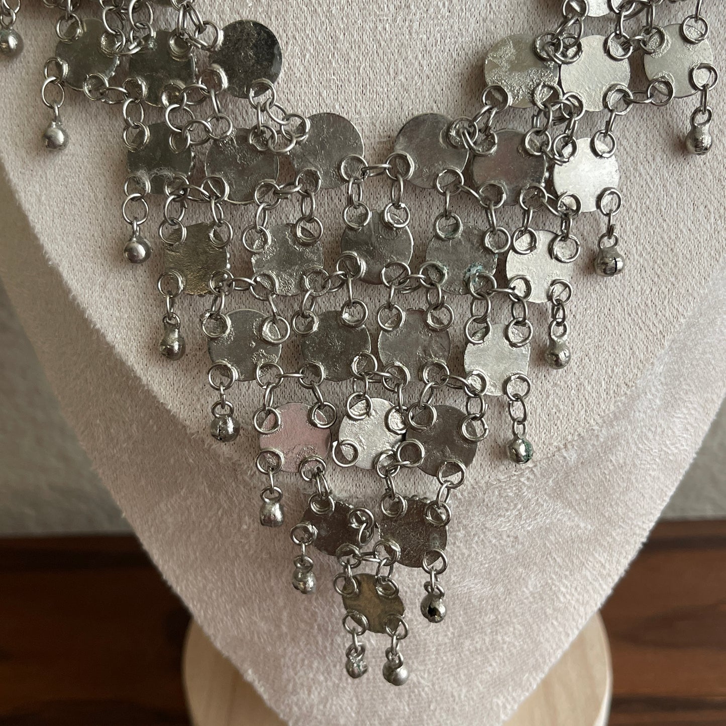 Silver tone Morocoo bib style semi precious stones with matching earrings