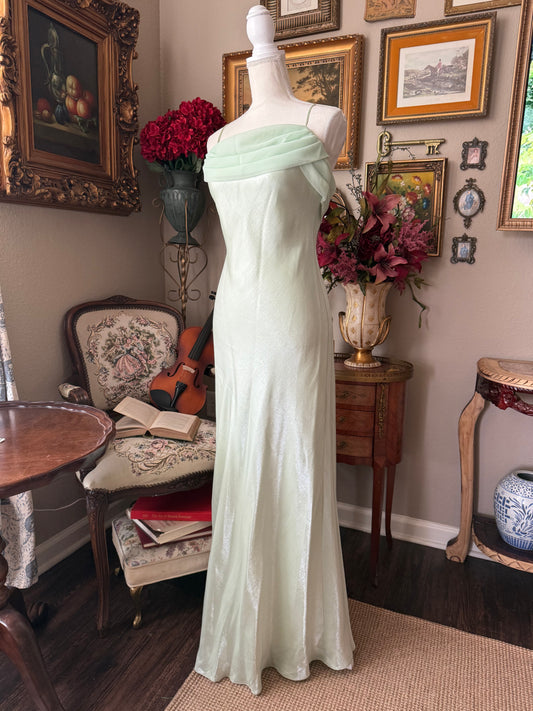 Vintage Dollar Mint green silk maxi dress