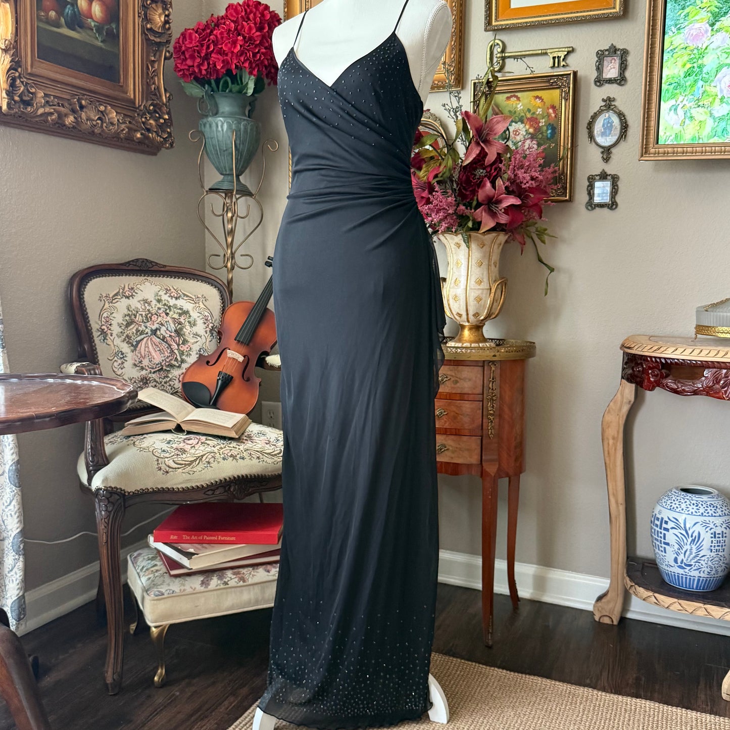 Rampage Black beaded maxi dress with adjustable straps