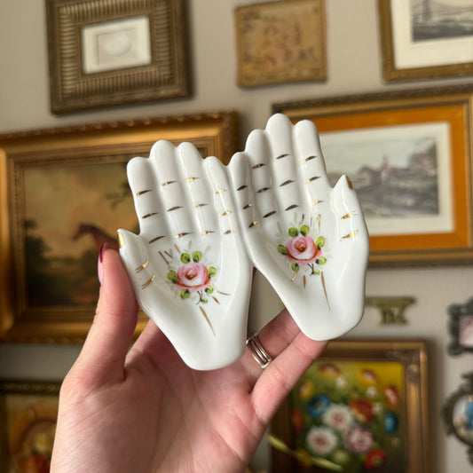 Vintage Hand Painted Hand trinket dish