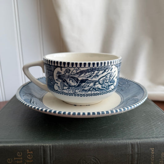 Vintage Currier and Ives Tea Cup & Saucer