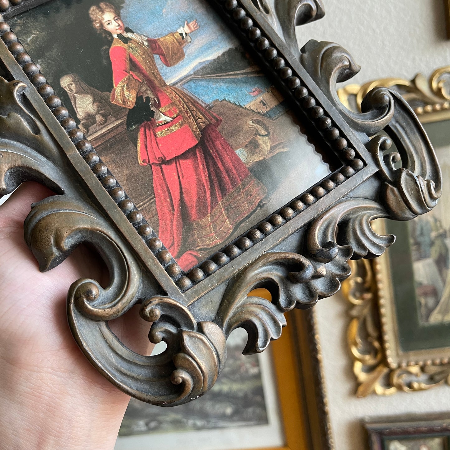Vintage style ornate french chunky Portrait Art Print framed