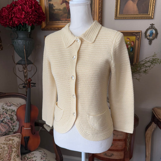 Vintage Baby Yellow knit 100% silk sweater