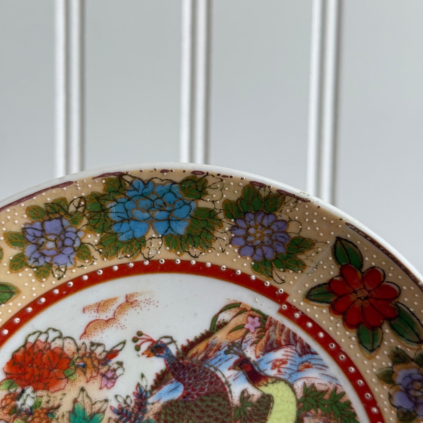 K's Collection Asian Embossed Decorative Peacock-Design Plate