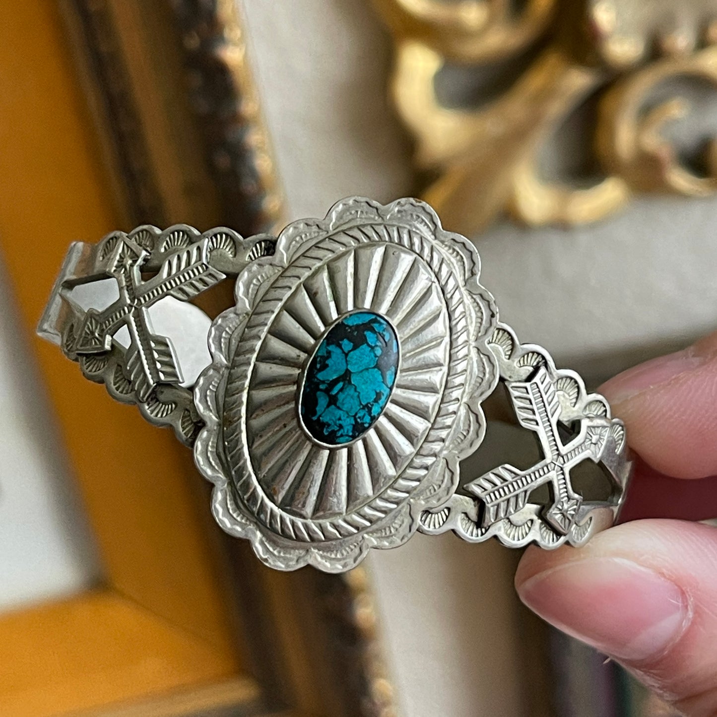 Navajo turquoise sterling silver cuff