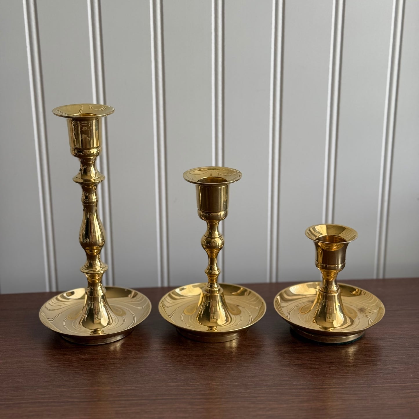 Set of 3 Gold candleholders Made in India