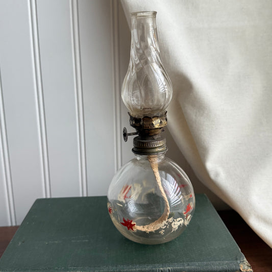 Vintage Miniature Mini Oil Lamp Clear Glass