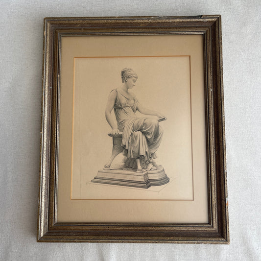 vintage Framed Nereid "Ione" from Sculpture by Thomas Nelson Maclean 1880
