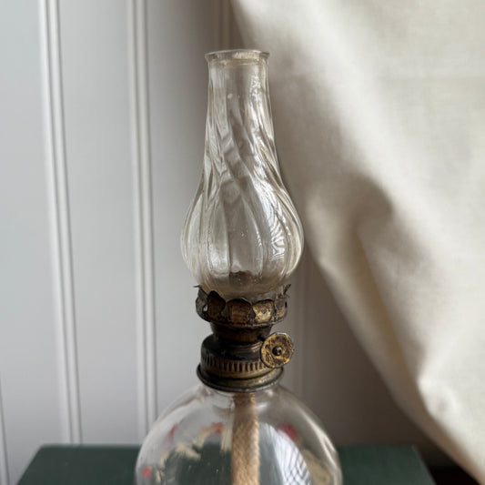 Vintage Miniature Mini Oil Lamp Clear Glass
