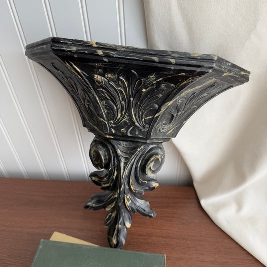 Homco Ornate black and gold pocket wall planter