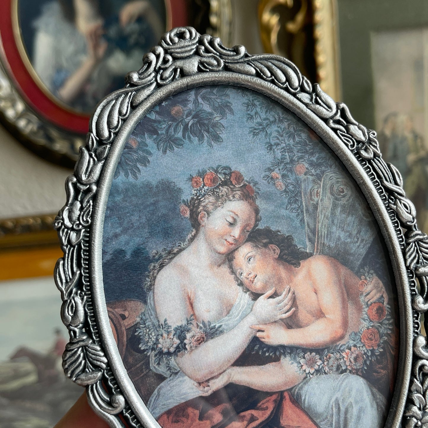 Vintage metal silver tone frame with fairy Art Print